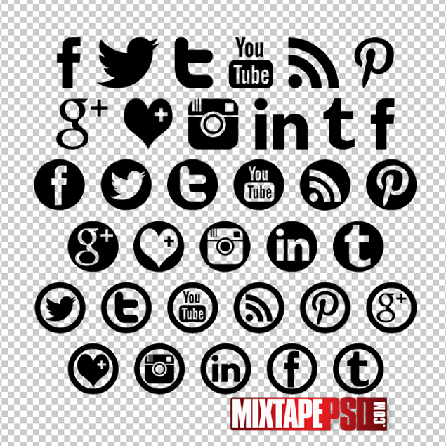 social media logos black background