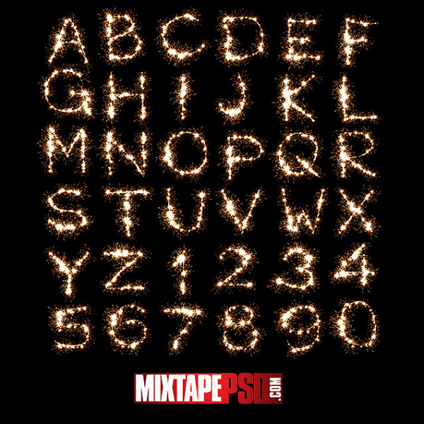 Fire Sparkles Alphabet and Numbers Template