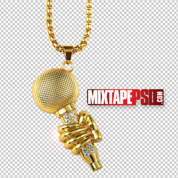 Gold Microphone Pendant PNG 2