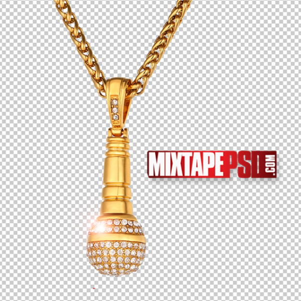 Gold Microphone Pendant PNG