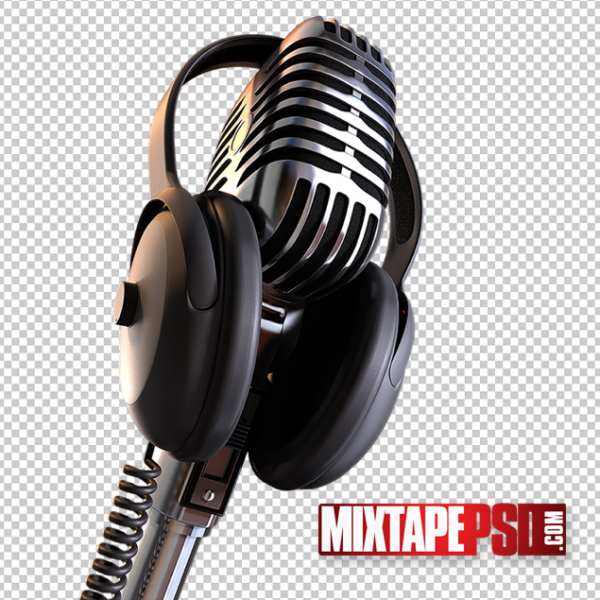 Microphone with Headphones PNG