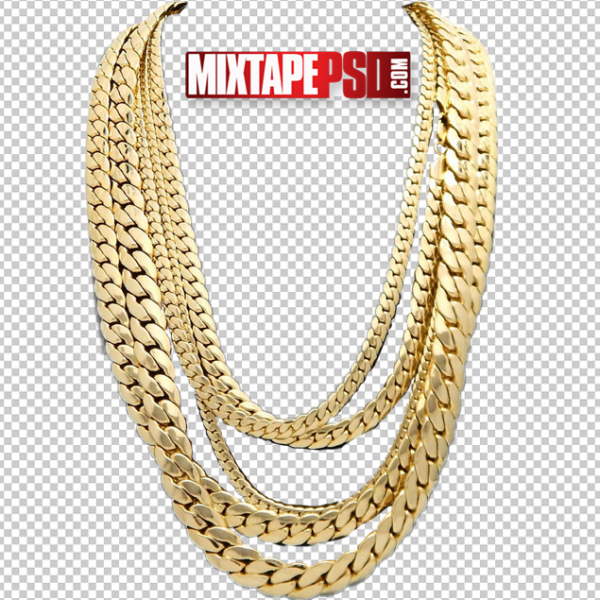 Gold Cuban Chains PNG 2