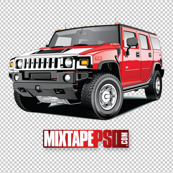 Red Hummer Truck PNG 2