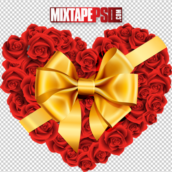 Valentine Heart Flowers Bow Template