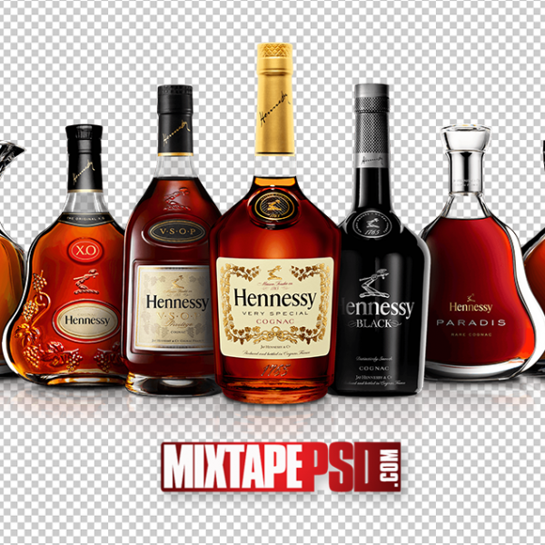 Variety Bottles of Hennessy PNG