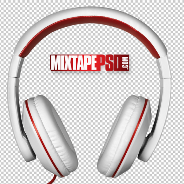White Red Headphones PNG