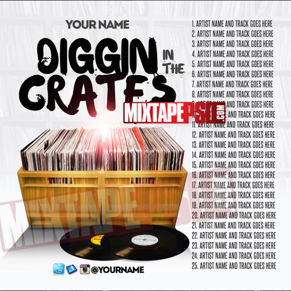 Mixtape Cover Template Digging in the Crates w Track List, Album Covers, Graphic Design, Graphic Designer, How to Make a Mixtape Cover, Mixtape, Mixtape cover Maker, Mixtape Cover Templates, Mixtape Covers, Mixtape Designer, Mixtape Designs, Mixtape PSD, Mixtape Templates, Mixtapepsd, Mixtapes, Premade Mixtape Covers, Premade Single Covers, PSD Mixtape, Custom Mixtape