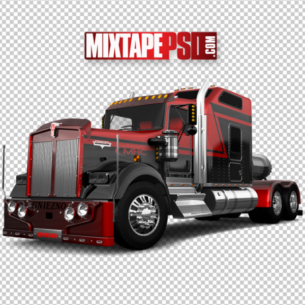 Red Black 18 Wheeler Bed Trailer Truck